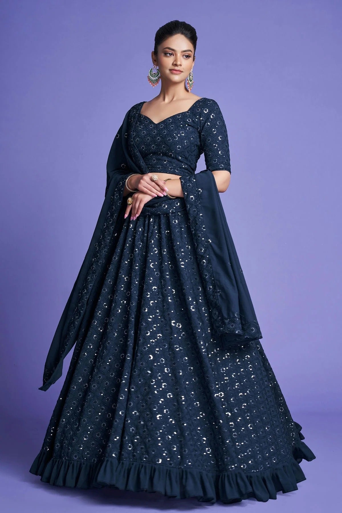 Georgette Designer Lehenga Choli In Teal Blue Colour LC1270094 A