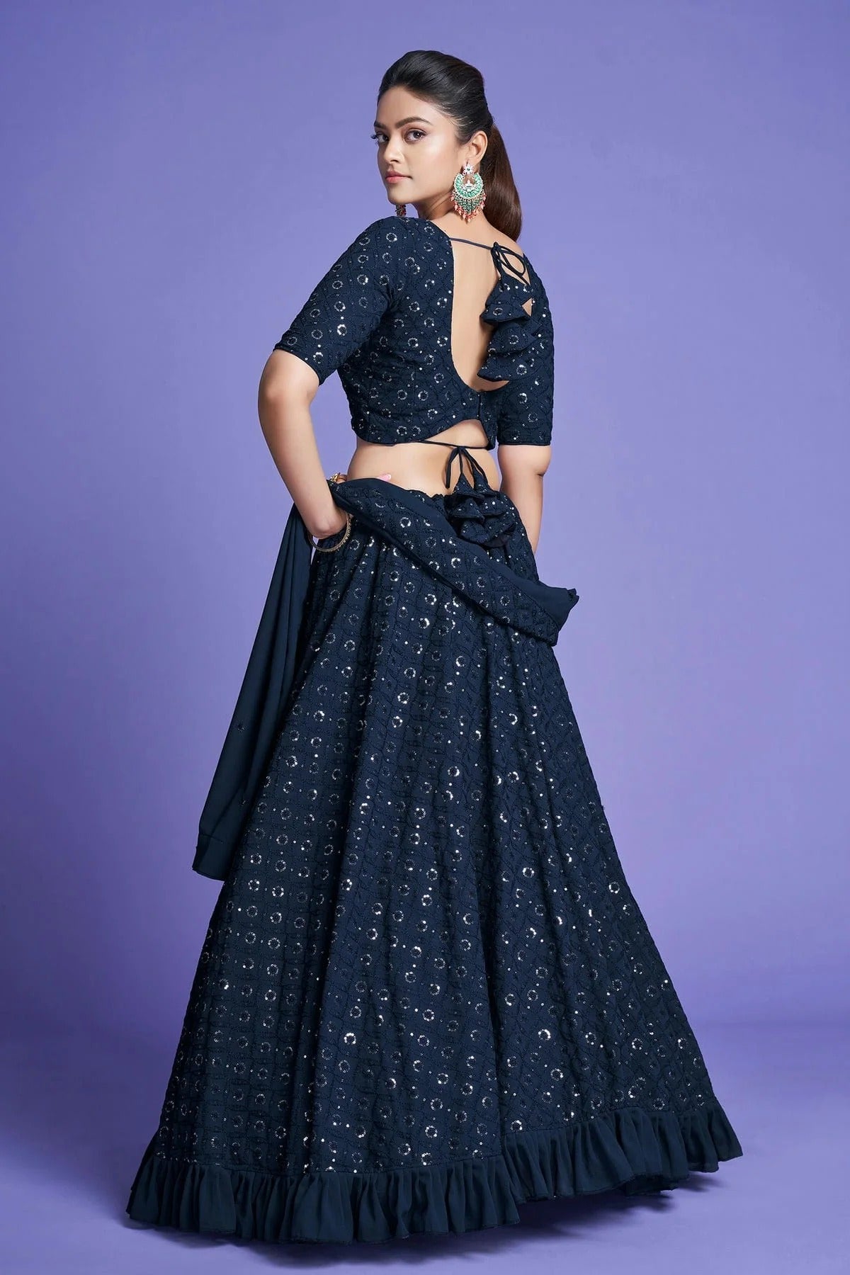 Georgette Designer Lehenga Choli In Teal Blue Colour LC1270094 B