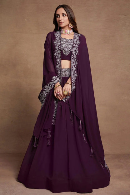 Georgette Designer Lehenga Choli In Violet Colour LC1270079 A