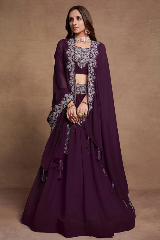 Georgette Designer Lehenga Choli In Violet Colour LC1270079 A