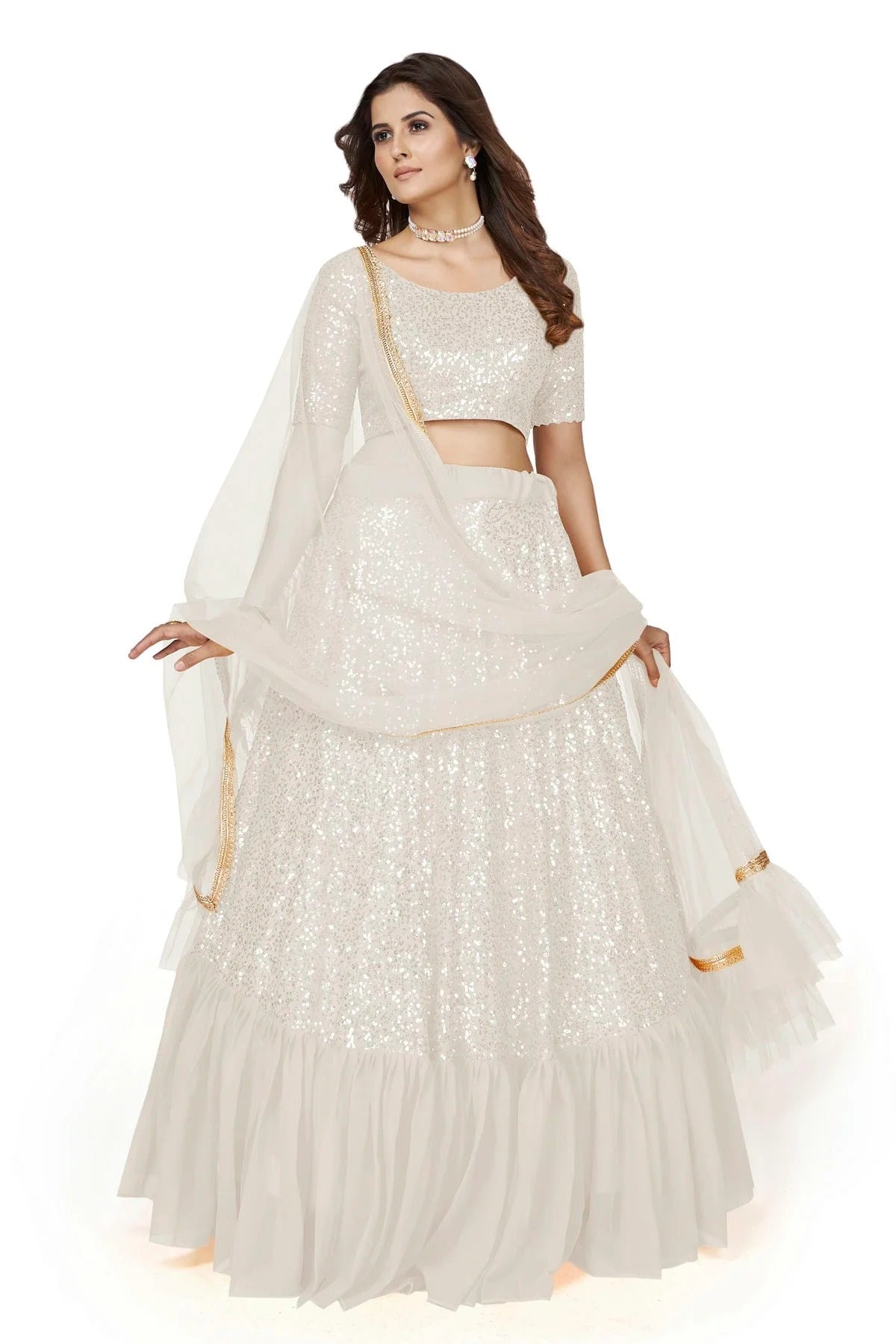 Georgette Designer Lehenga Choli In White Colour LC1270013 A