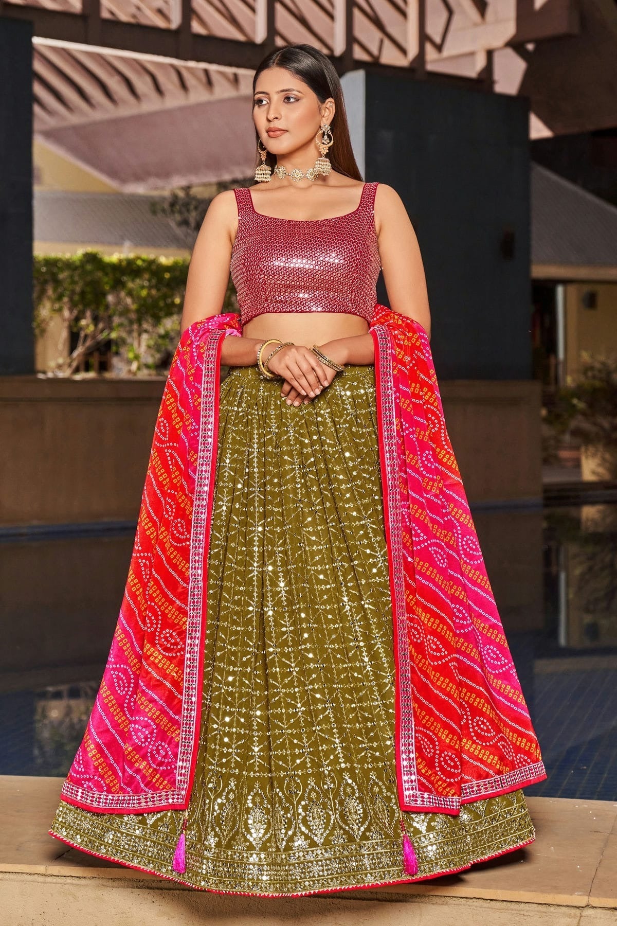Georgette Embroidery A Line Lehenga Choli LC1010199