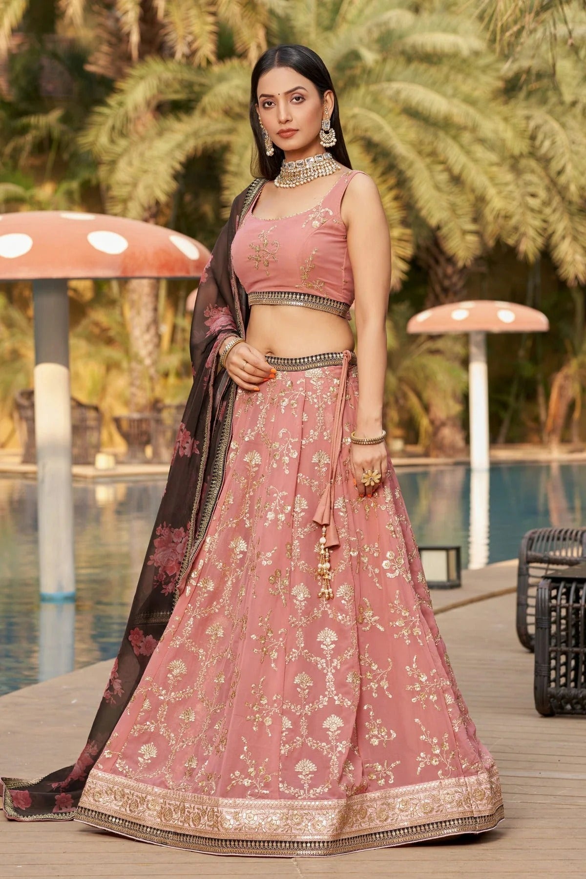 Georgette Embroidery A Line Lehenga Choli LC1010200