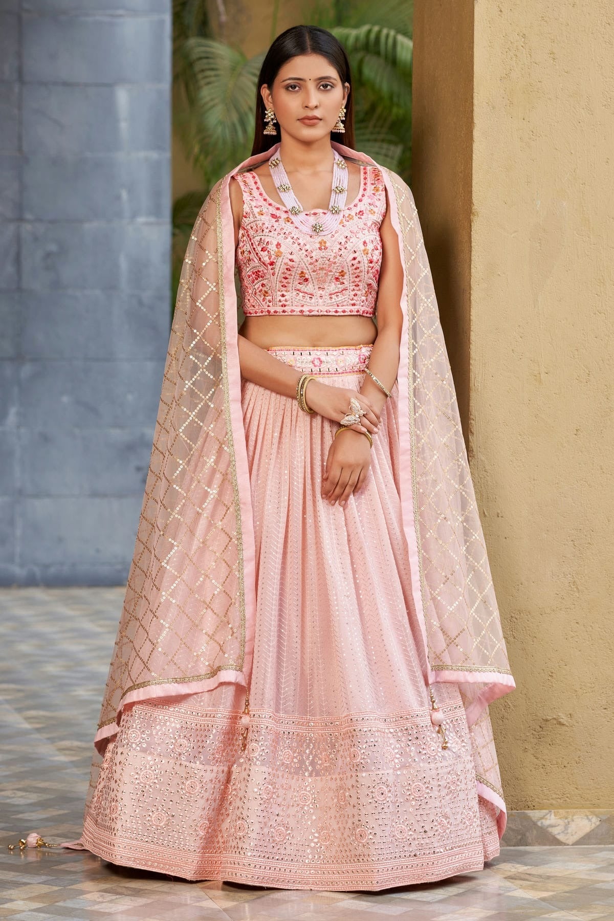 Georgette Embroidery A Line Lehenga Choli LC1010204