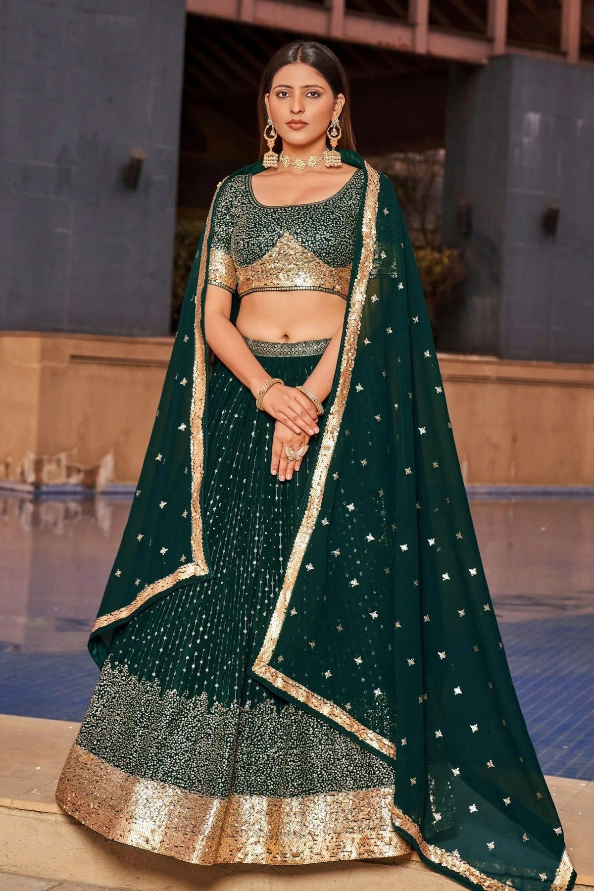 Georgette Embroidery A Line Lehenga Choli LC1010205