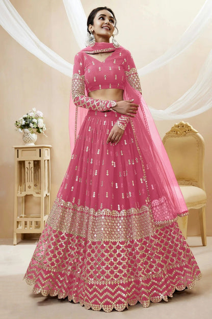 Georgette Embroidery A Line Lehenga Choli LC1010207