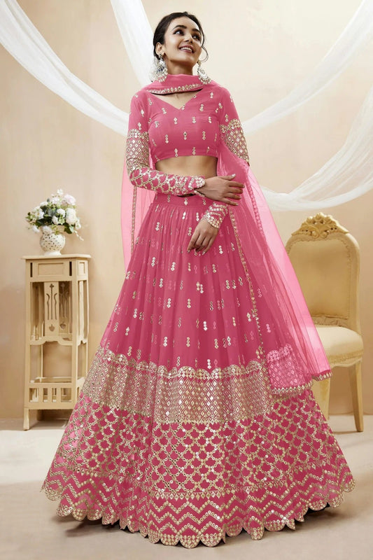 Georgette Embroidery A Line Lehenga Choli LC1010207