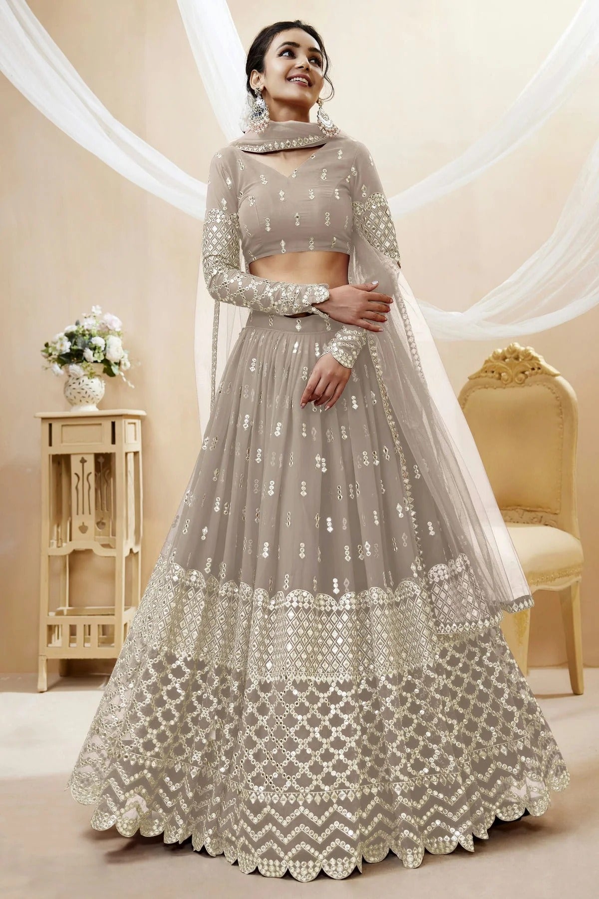 Georgette Embroidery A Line Lehenga Choli LC1010208