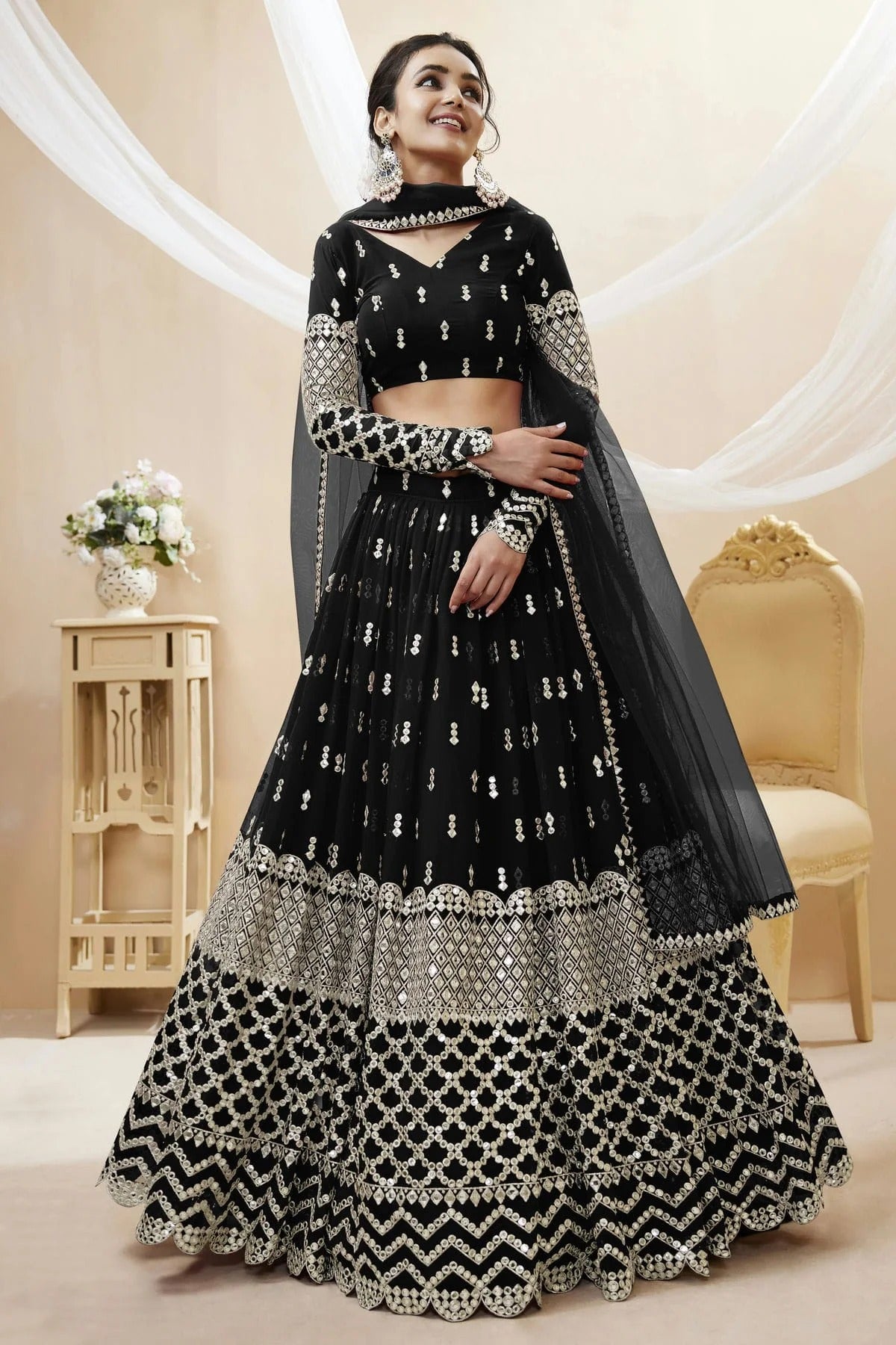 Georgette Embroidery A Line Lehenga Choli LC1010211