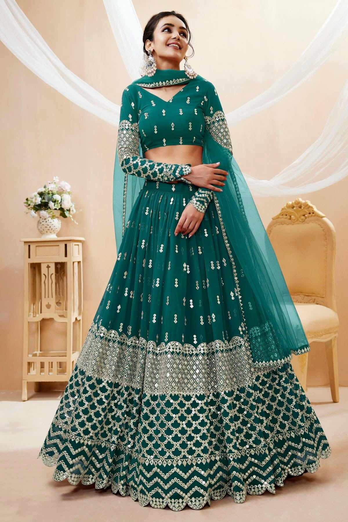 Georgette Embroidery A Line Lehenga Choli LC1010212