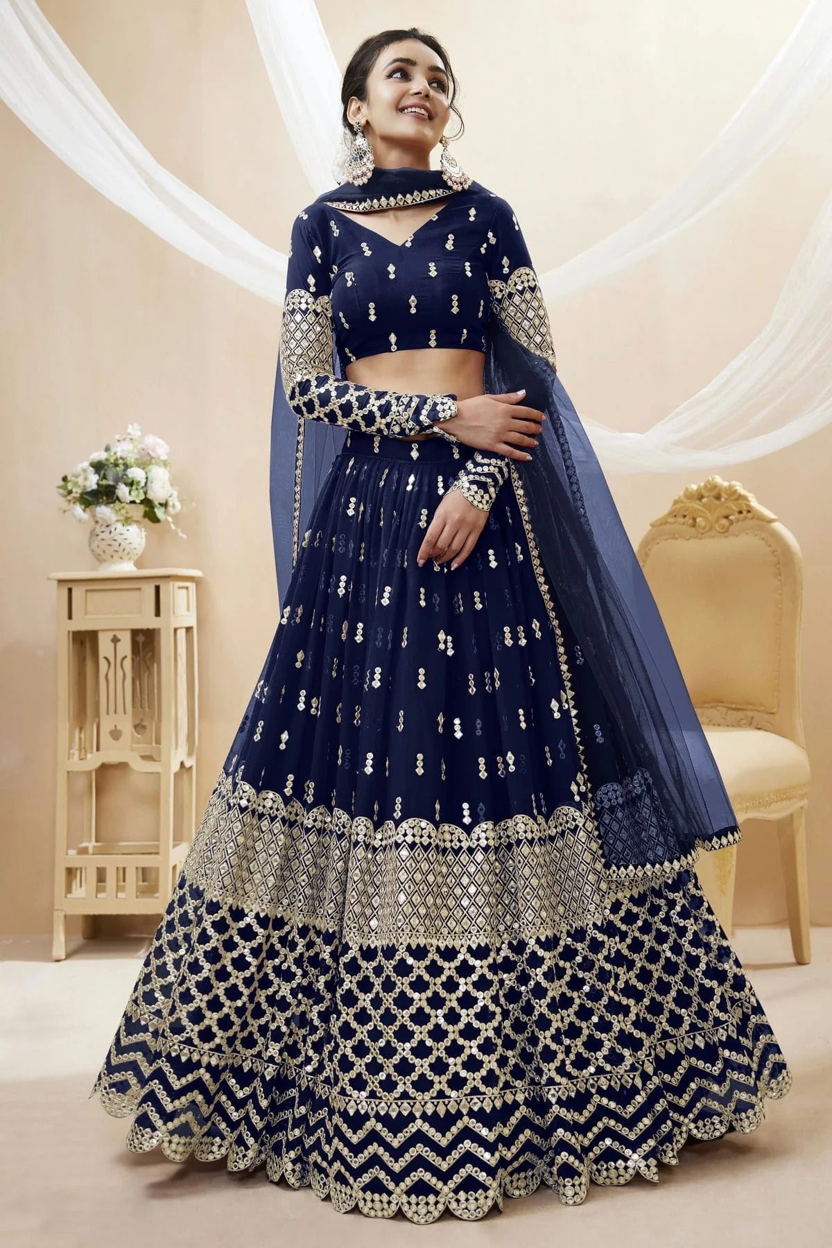 Georgette Embroidery A Line Lehenga Choli LC1010213