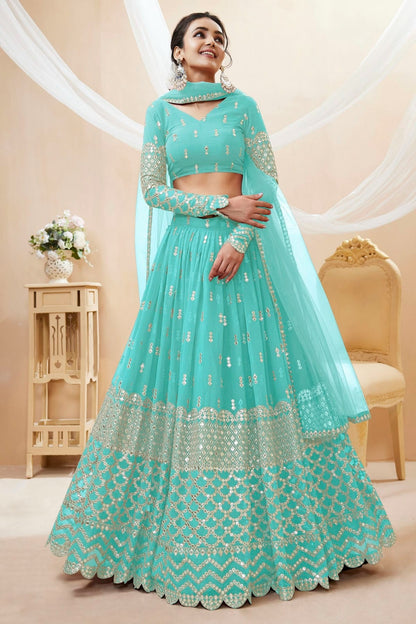 Georgette Embroidery A Line Lehenga Choli LC1010215