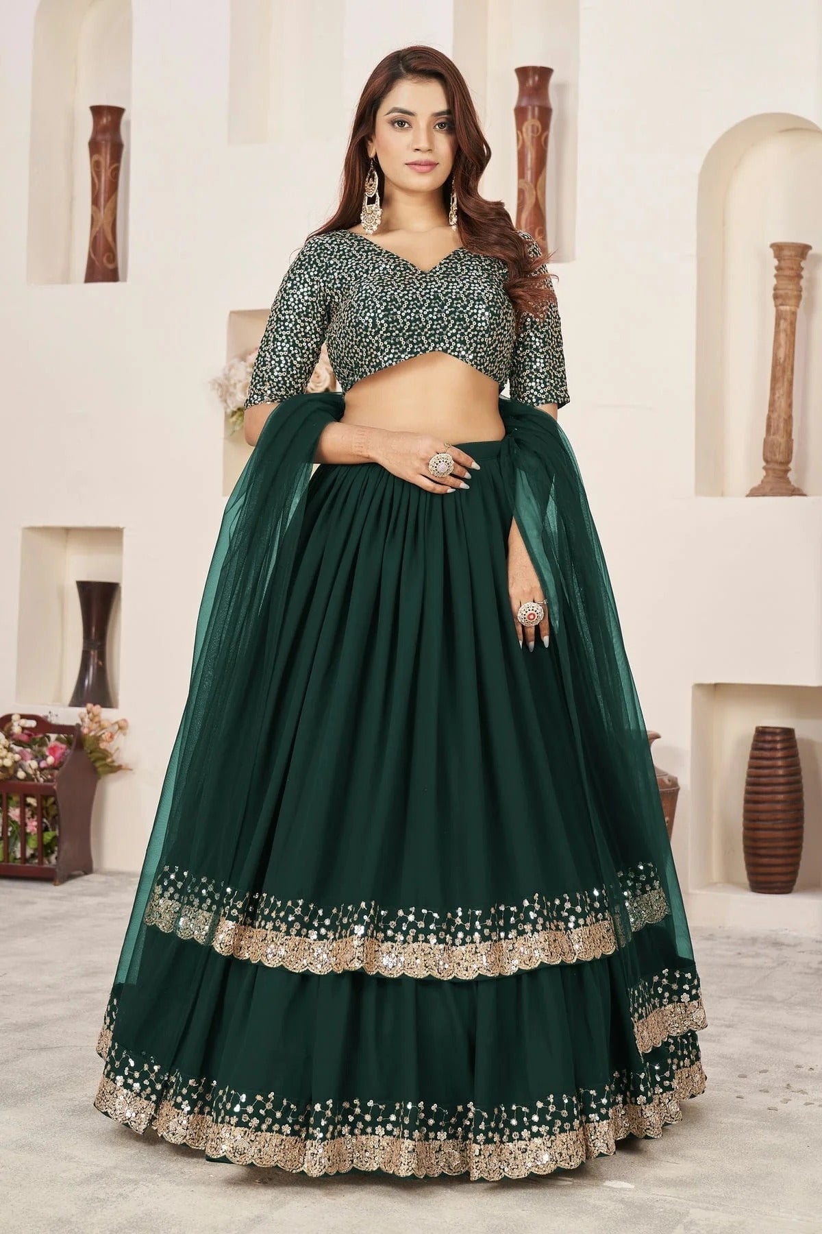 Georgette Embroidery A Line Lehenga Choli LC1010224