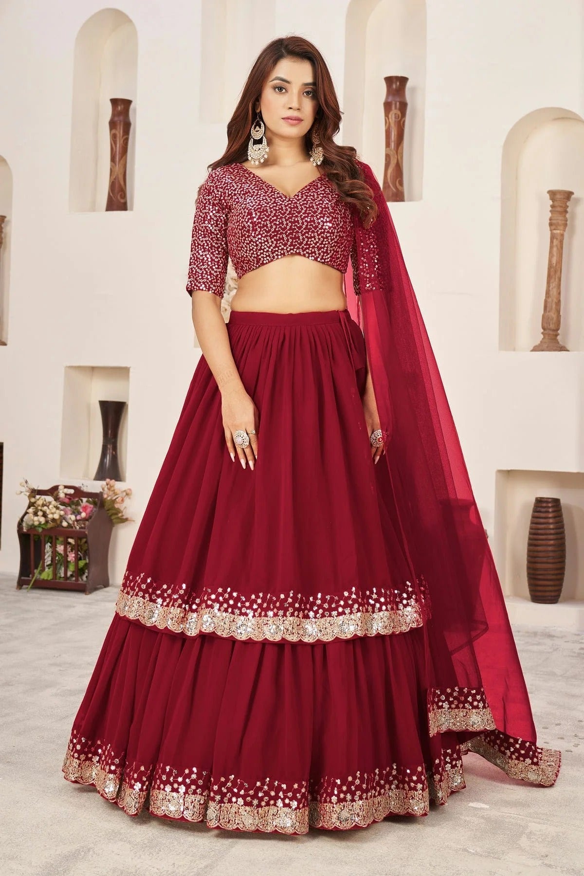 Georgette Embroidery A Line Lehenga Choli LC1010225