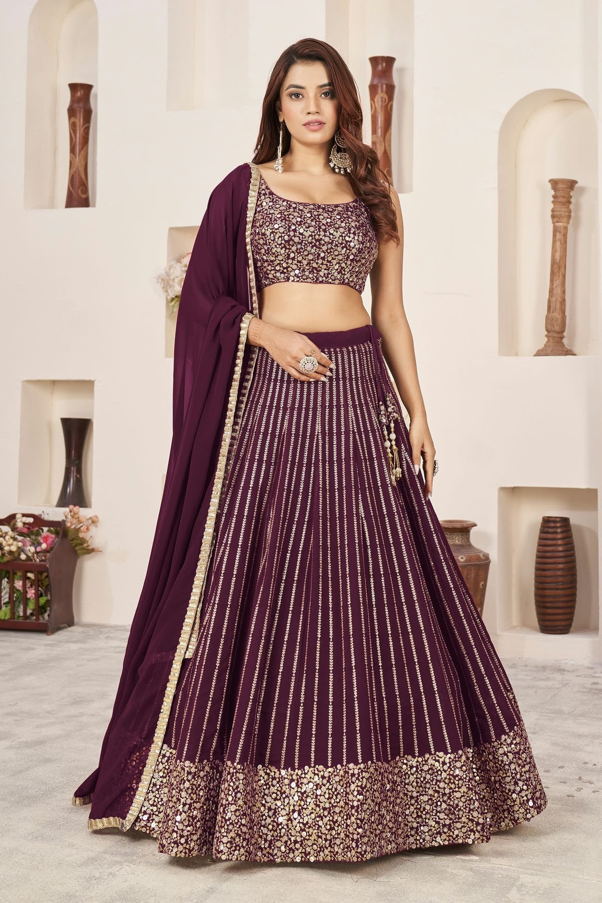 Georgette Embroidery A Line Lehenga Choli LC1010226