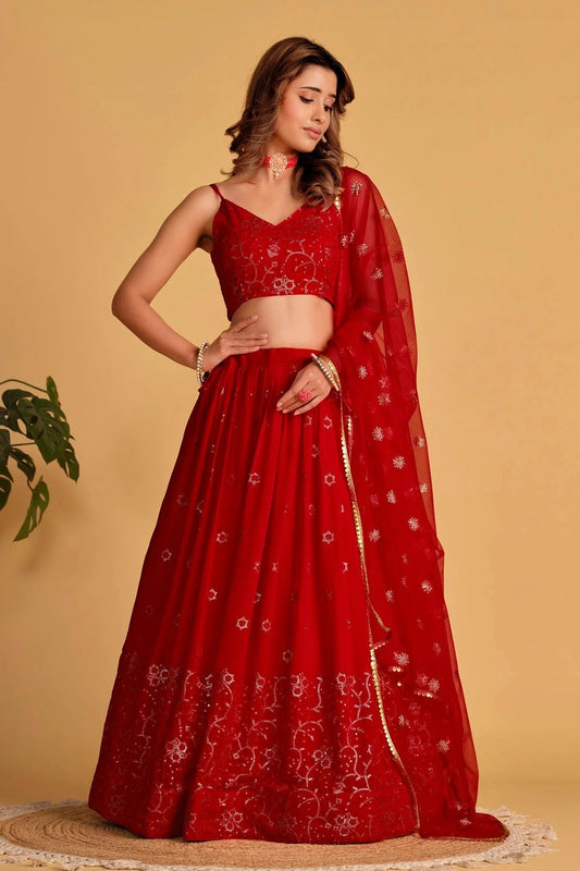 Georgette Embroidery A Line Lehenga Choli LC1010233