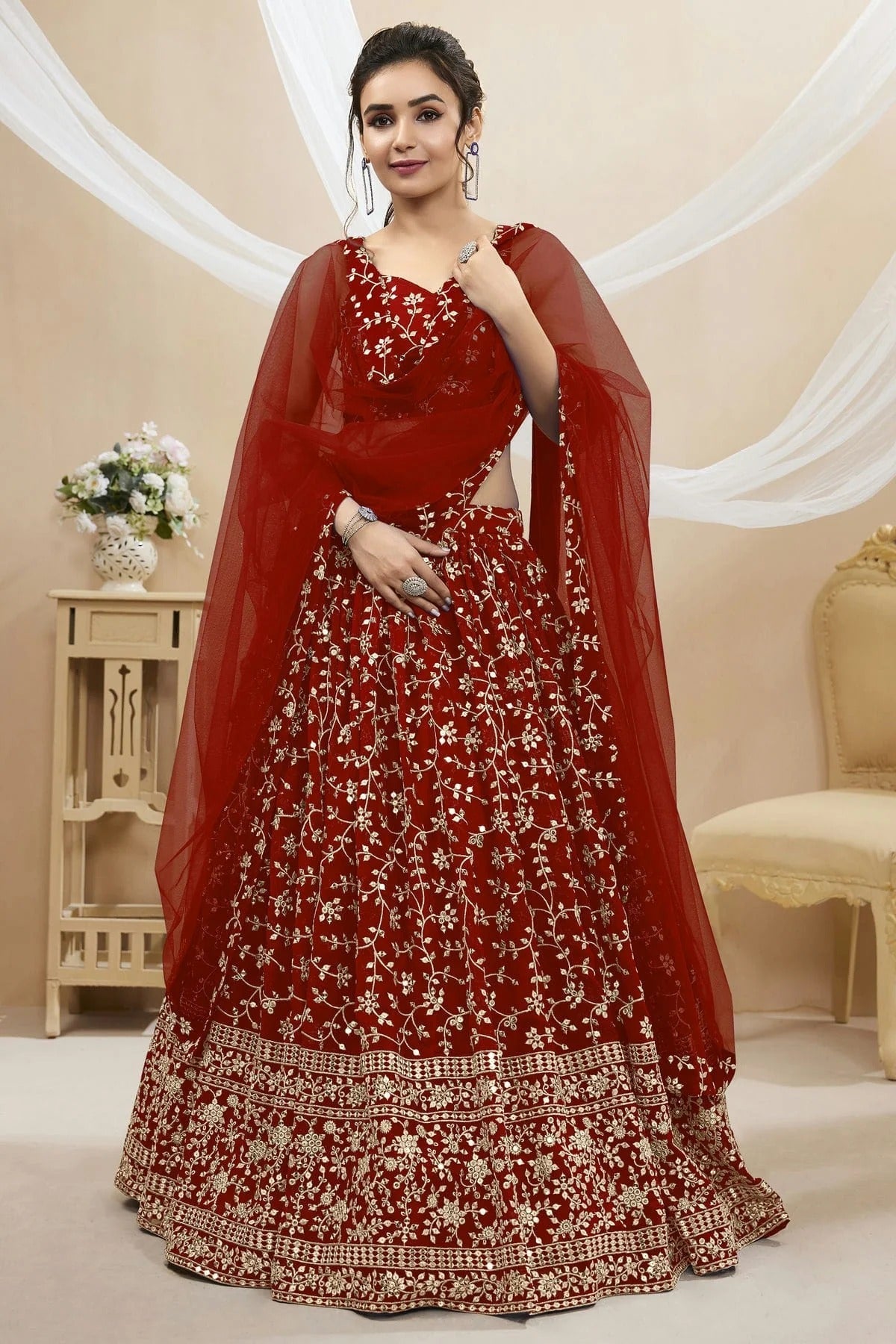 Georgette Embroidery A Line Lehenga Choli LC1010263