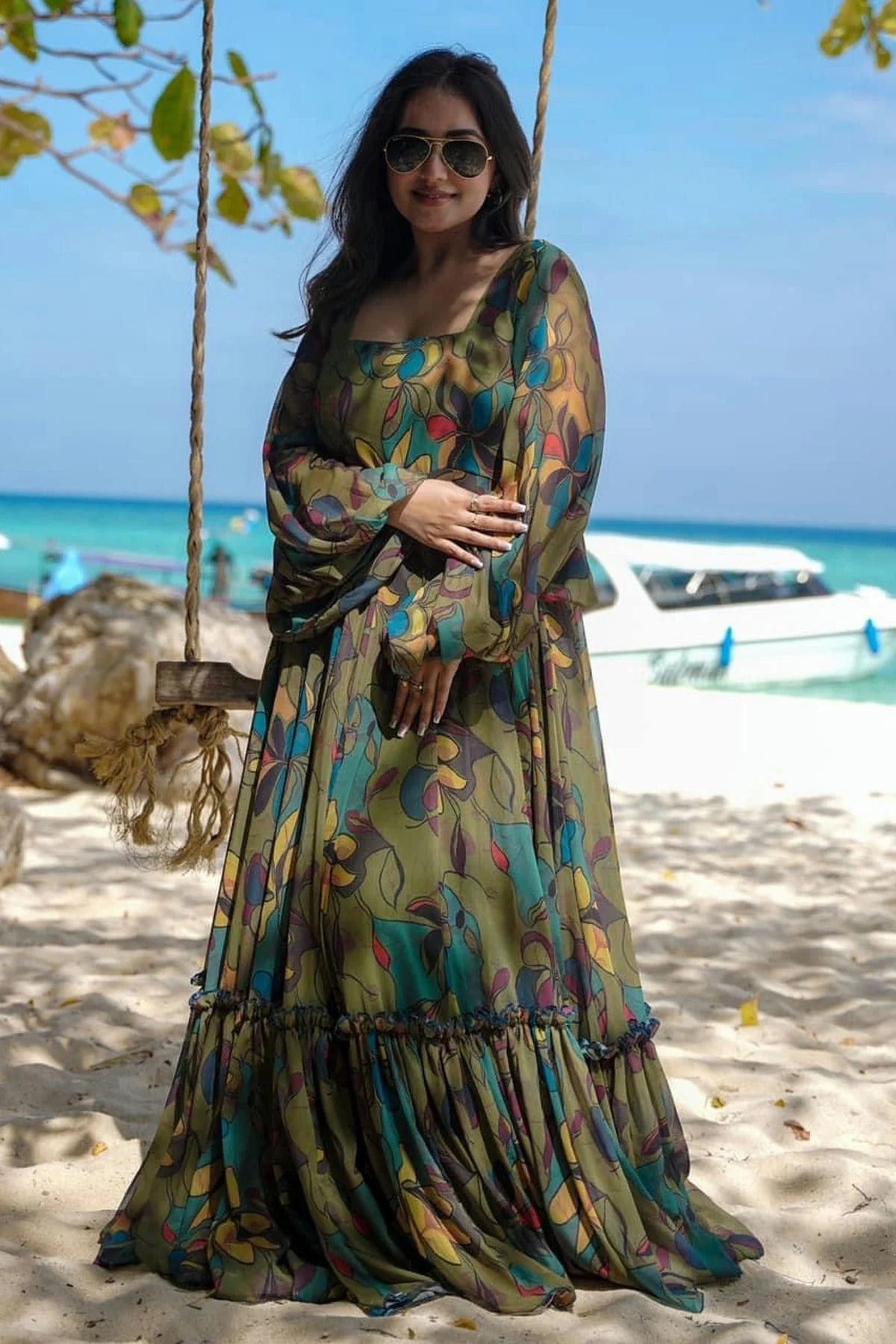 Georgette Readymade Long Gown GW1110566 A