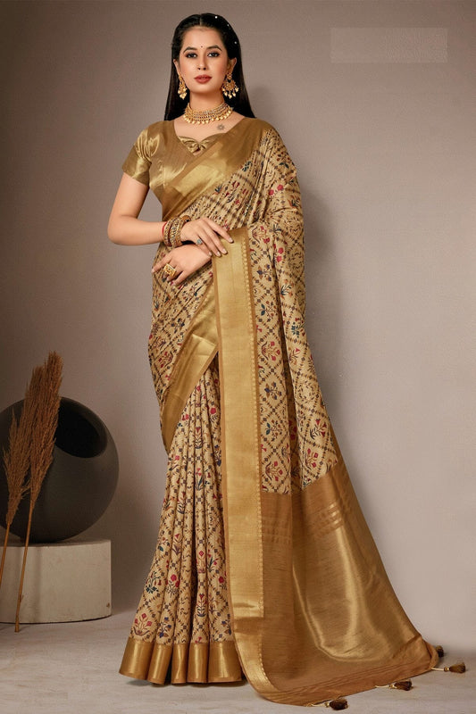 Gold Colour Bhagalpuri Silk Printed Saree LC1121597