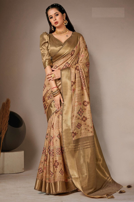 Gold Colour Bhagalpuri Silk Printed Saree LC1121601