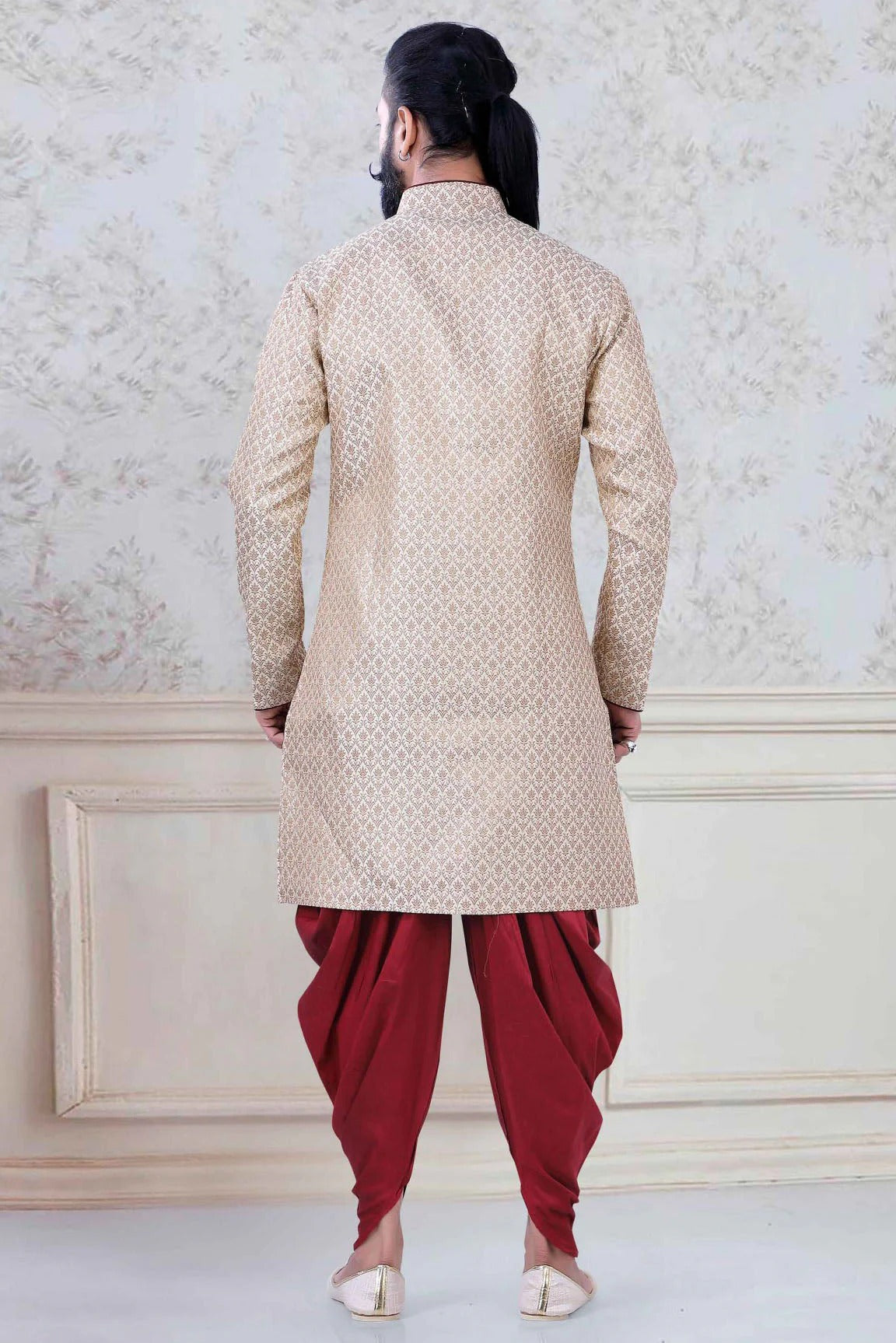 Gold Colour Brocade  Festival Wear Dhoti Sherwani SH1130004 A