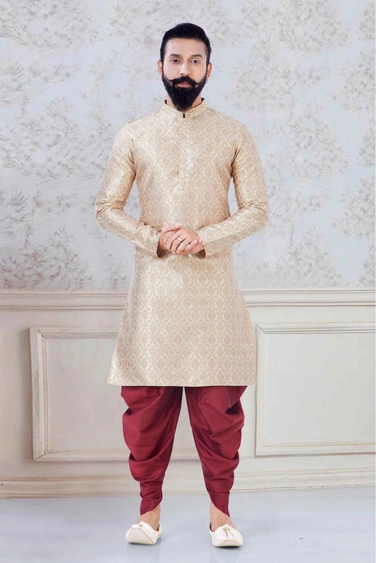 Gold Colour Jacquard Festival Wear Dhoti Kurta KP1130077