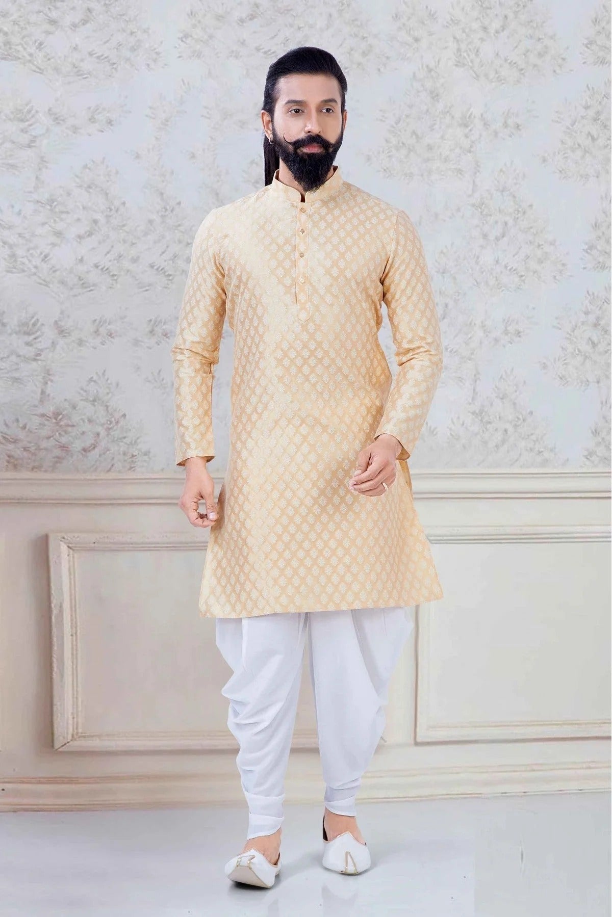 Gold Colour Jacquard Silk Festival Wear Dhoti Kurta KP1130068
