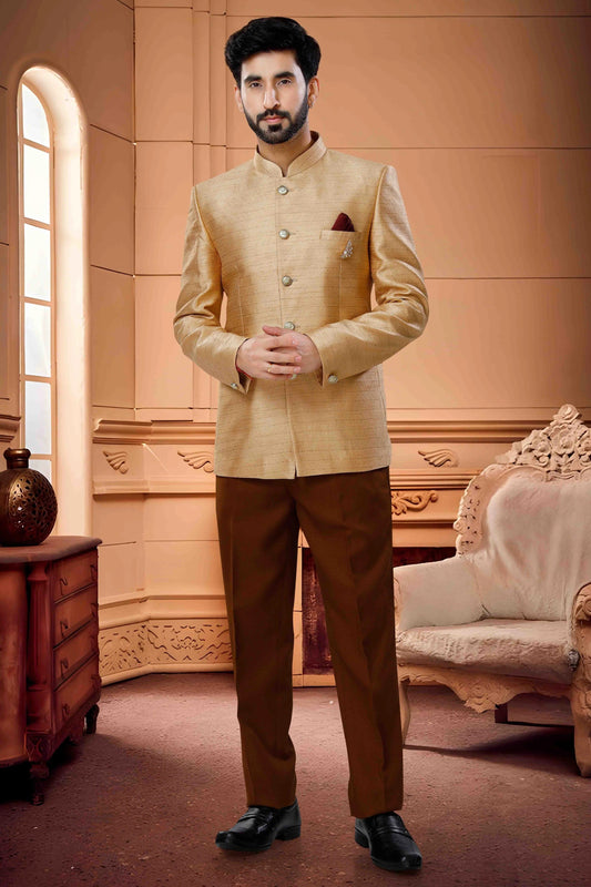 Gold Colour Jodhpuri In Jacquard Fabric JP1130170