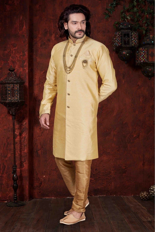 Gold Colour Kurta Pajama In Silk Fabric KP1040043