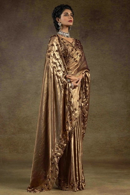 Gold Colour Satin Silk Designer Saree SD1121996 A
