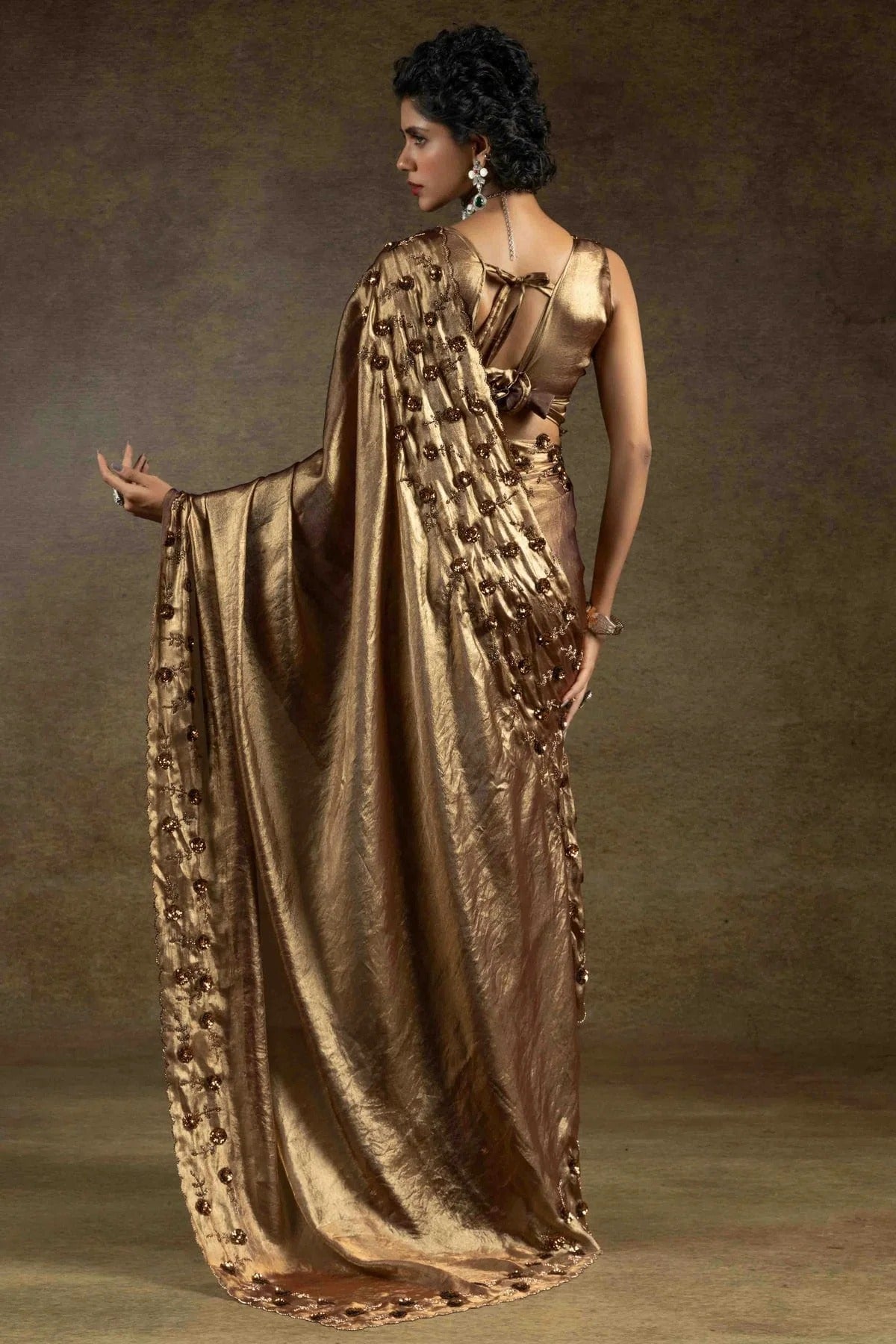 Gold Colour Satin Silk Designer Saree SD1121996 B
