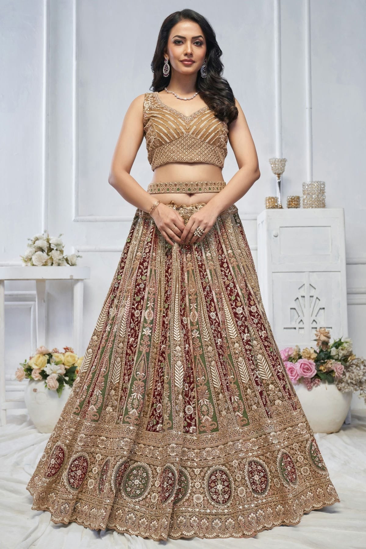 Gold Colour Soft Net Embroidery Lehenga Choli LC1111361 A