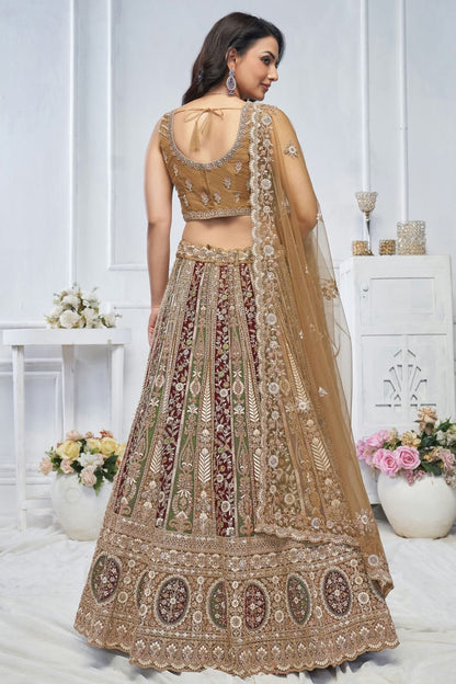 Gold Colour Soft Net Embroidery Lehenga Choli LC1111361 B