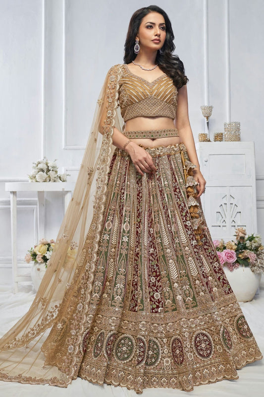 Gold Colour Soft Net Embroidery Lehenga Choli LC1111361