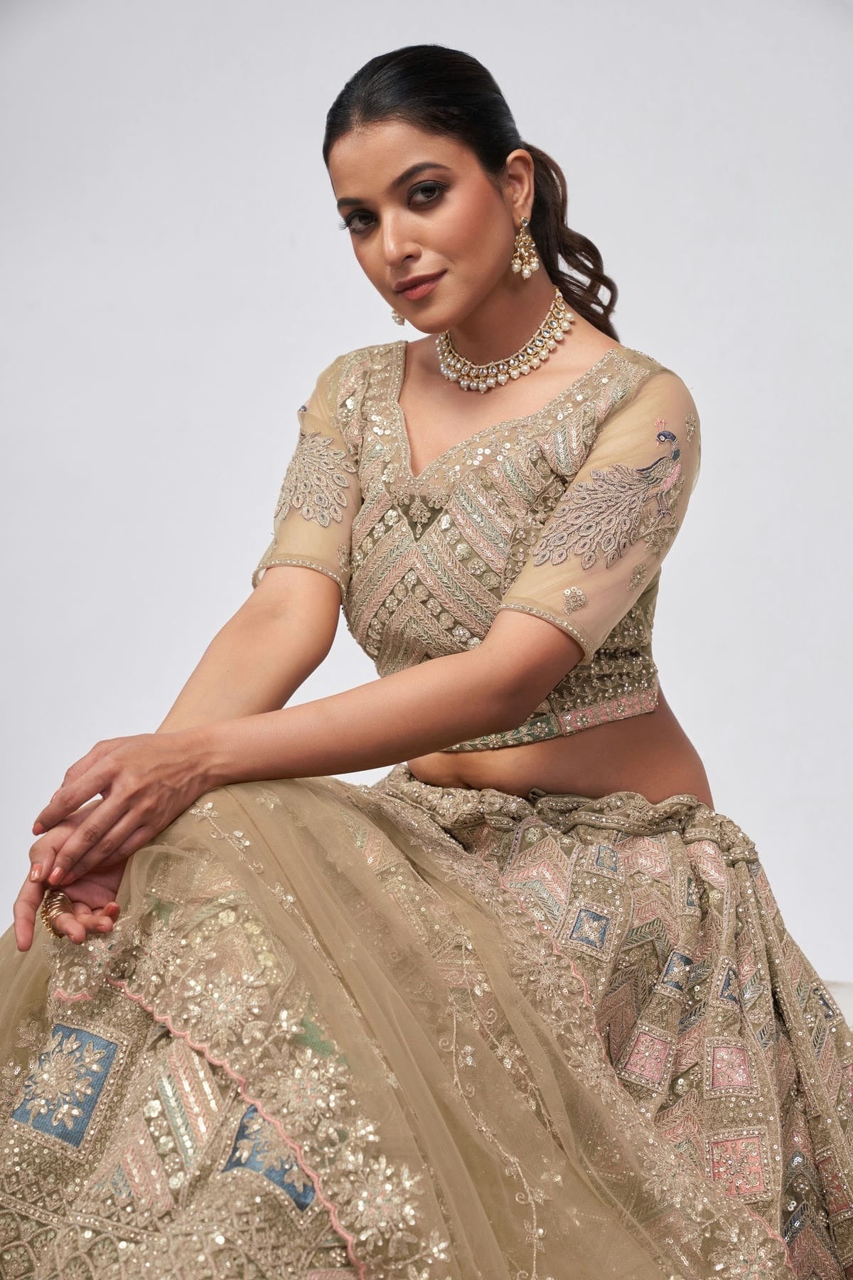 Gold Colour Soft Net Lehenga Choli LC1030038 A