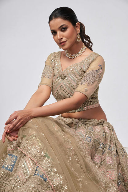 Gold Colour Soft Net Lehenga Choli LC1030038 A