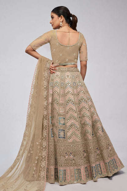 Gold Colour Soft Net Lehenga Choli LC1030038 B