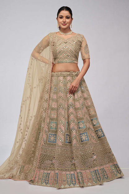Gold Colour Soft Net Lehenga Choli LC1030038