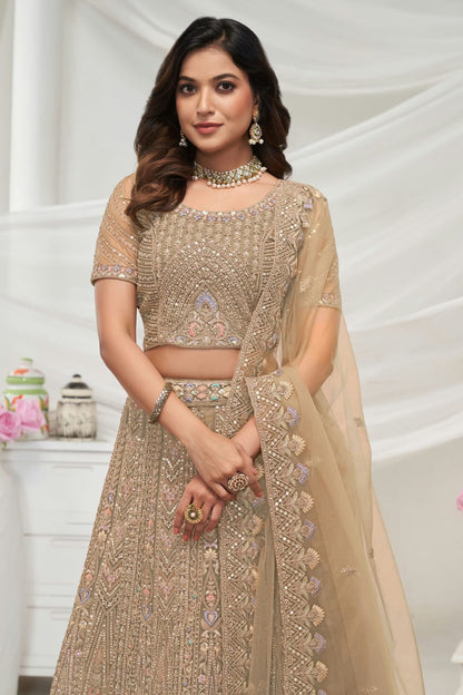 Gold Colour Soft Net Lehenga Choli LC1030041 A