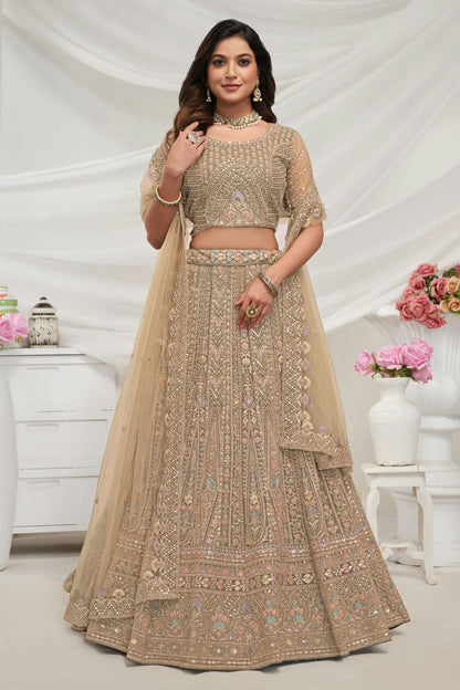 Gold Colour Soft Net Lehenga Choli LC1030041