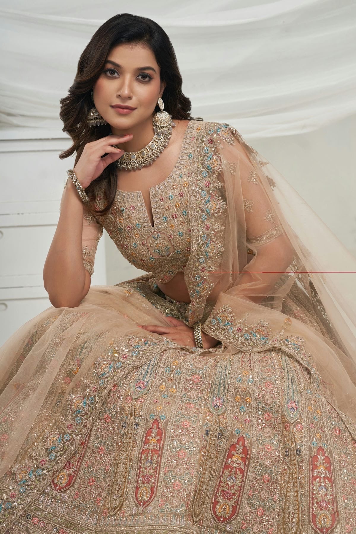 Gold Colour Soft Net Lehenga Choli LC1030045 B