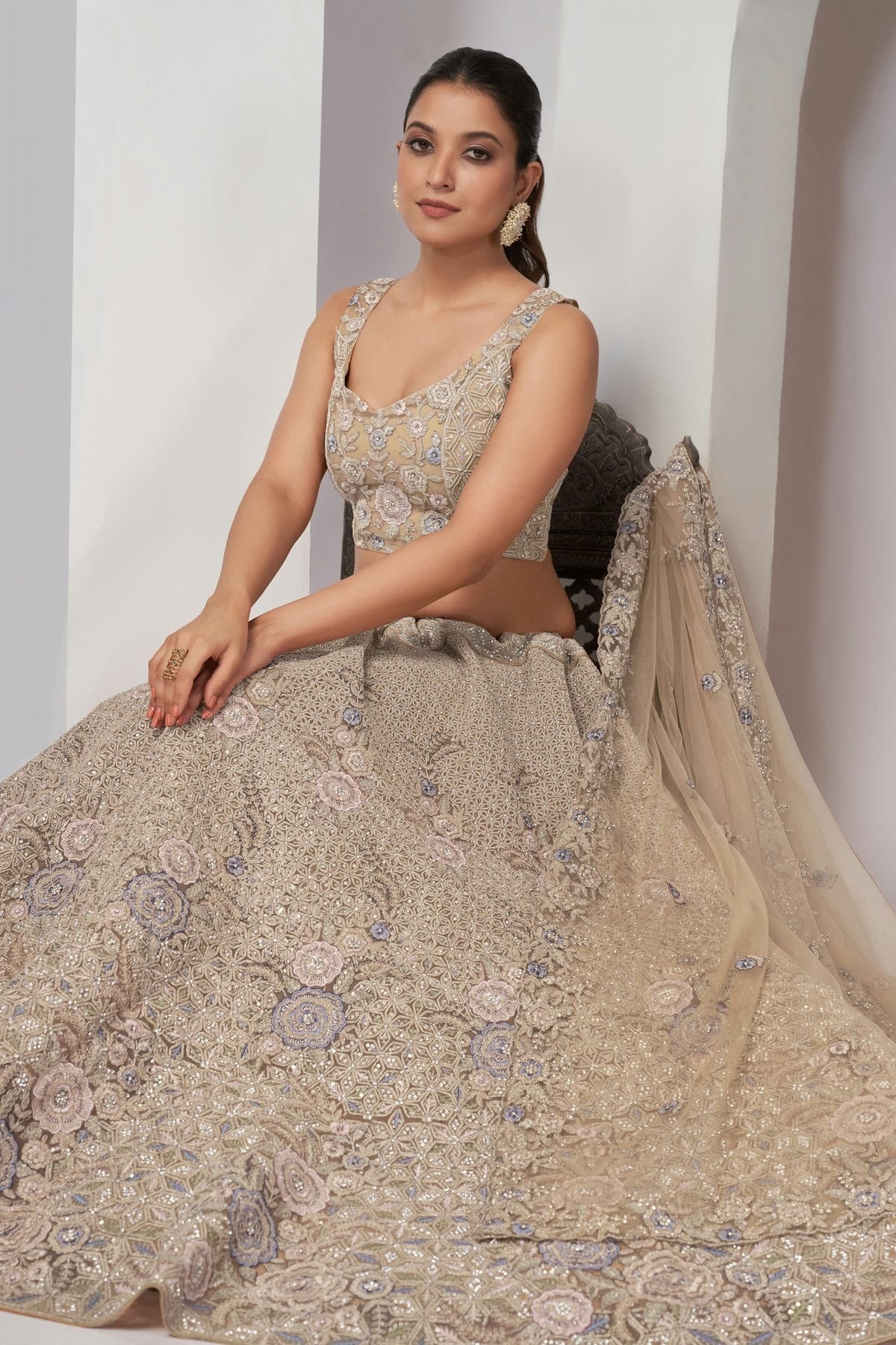 Gold Colour Soft Net Lehenga Choli LC1030057 A