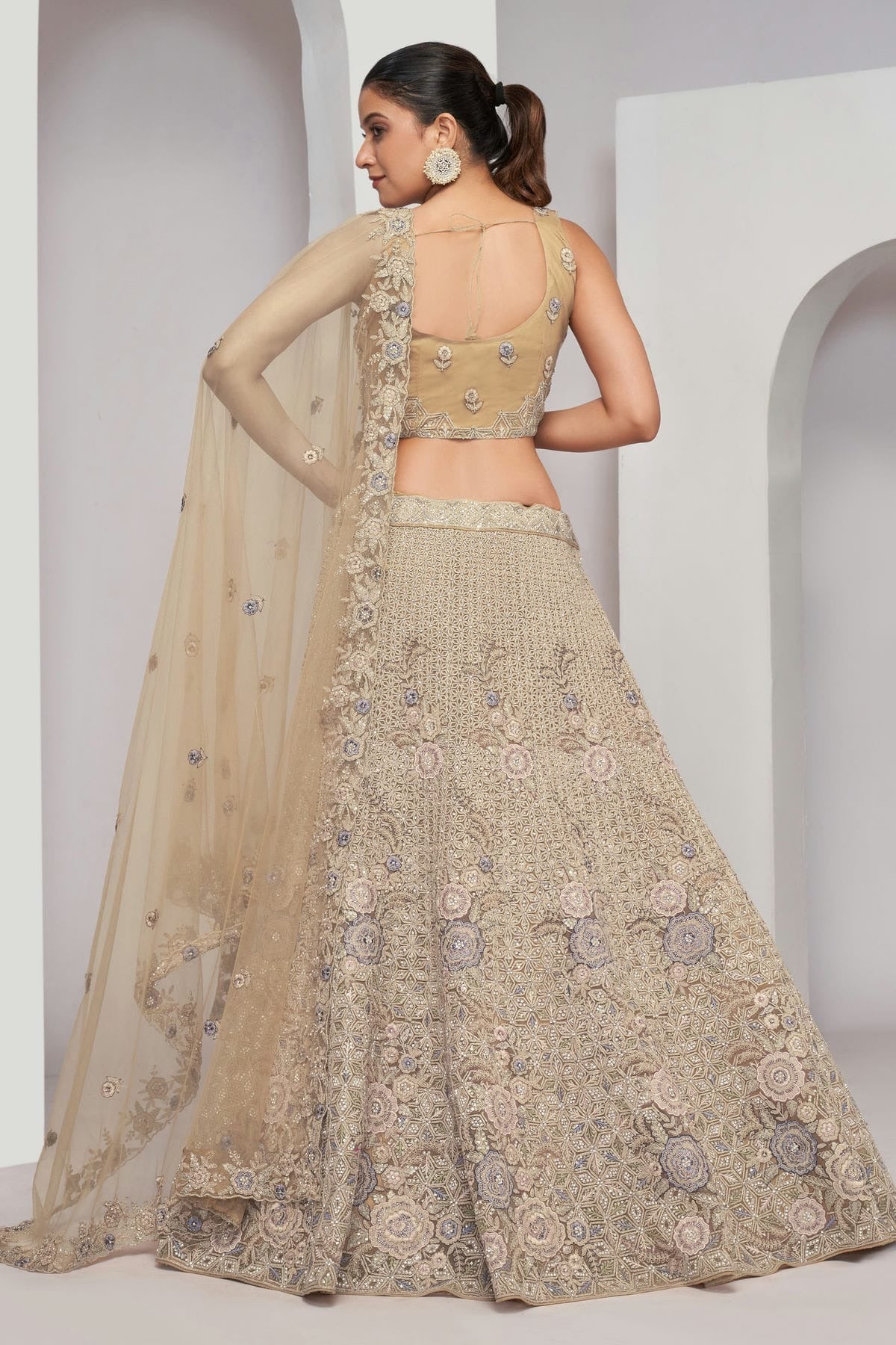 Gold Colour Soft Net Lehenga Choli LC1030057 B