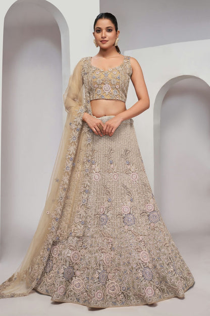 Gold Colour Soft Net Lehenga Choli LC1030057
