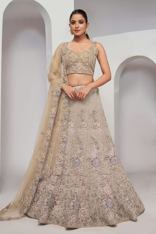 Gold Colour Soft Net Lehenga Choli LC1030057