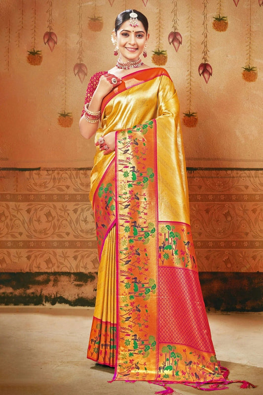 Gold Colour Woven Work Paithani Silk Saree SD1101587