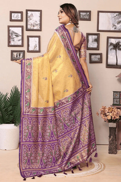 Gold Colour Woven Work Pure Banarasi Tissue Silk Traditional Saree SD1250294 B