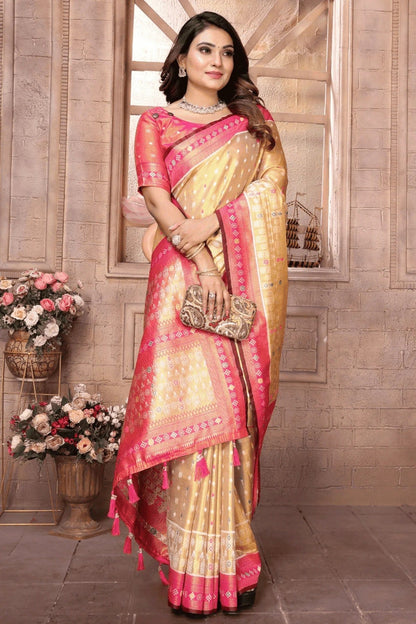 Gold Colour Woven Work Pure Banarasi Tissue Silk Traditional Saree SD1250301 A
