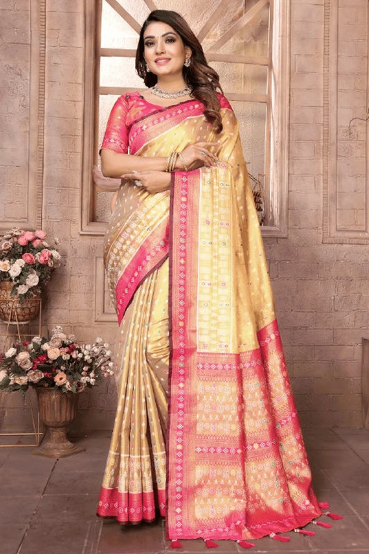 Gold Colour Woven Work Pure Banarasi Tissue Silk Traditional Saree SD1250301