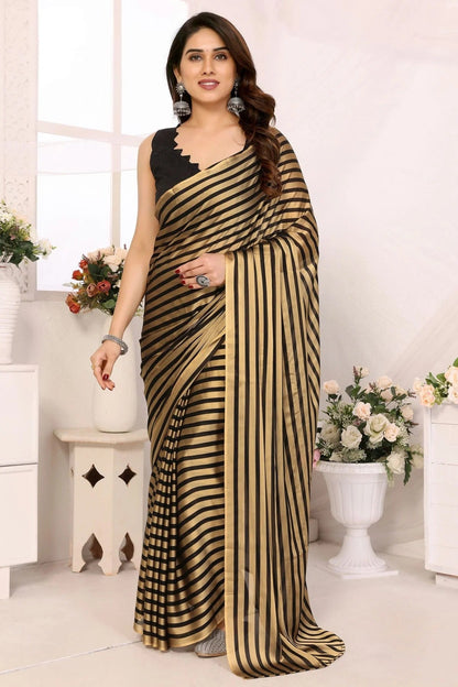 Gold and Black Colour Georgette Ready To Wear Saree SD1180033